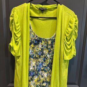 Notations 1X Women's 2 Piece Combination Short Sleeve Blouse